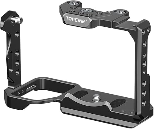 Jaula para cámara Sony FX3FX30 con múltiples agujeros roscados de 14 y 38 y puntos de posicionamiento ARRI, placa inferior de liberación rápida y
