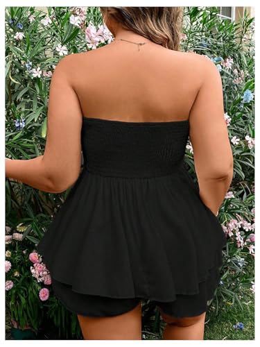 MakeMeChic Women's Plus Size Strapless Ruffle Layered Tube Dress Sleeveless Party Mini Dresses2