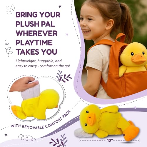 WILD BABY Microwavable & Weighted Plush Toy - Duck Stuffed Animal for Comfort & Warmth - Soft, Heatable Plushie for Snuggles - Great for Kids, Toddlers & All Ages