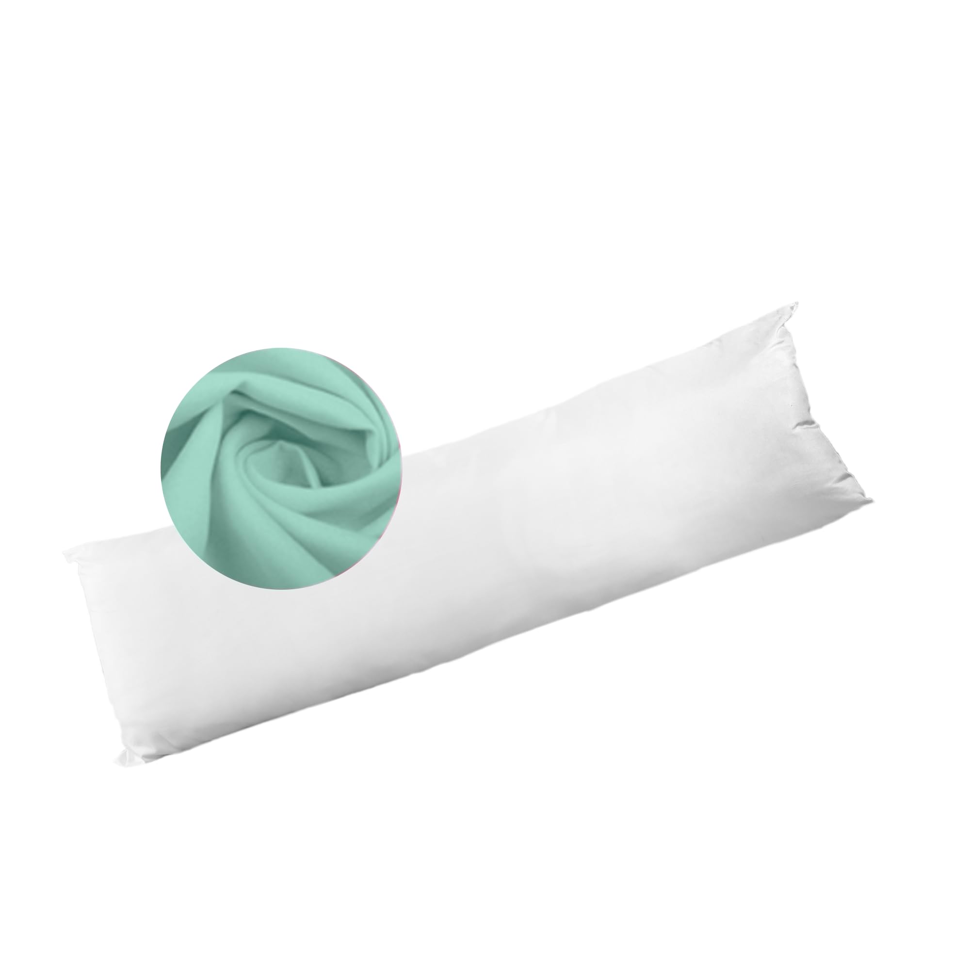 Bolster Pillow Hollowfibre Filled with Free Decorative Pillow Case - Non-Allergenic Long Pillow, Hypoallergenic Case, Perfect for Maternity, Neck, Back, Pregnancy and Body Support (Mint, Double 4.6Ft)