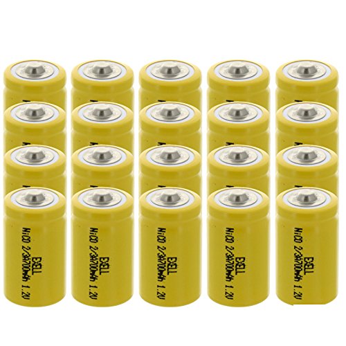 20x Pilas Recargables NiCD 2/3A 1.2V 700mAh Botón Superior