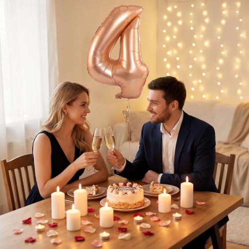 Image of YPSelected 32 Inch Large Foil Helium Number Balloon Birthday Wedding Party 0-9 (Orange, 4)