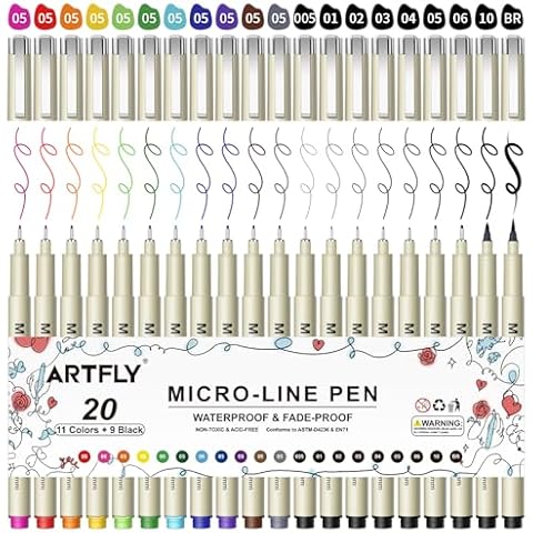 ARTFLY Micro Fineliner Pen Set with 20 Pens Cover