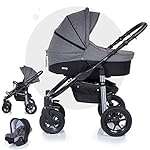 my junior® MIYO Kombikinderwagen 3 in 1-3 Years Guarantee-Autositz (11-Teile-Set) - Farbe: Dark Grey