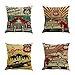 ZYFSKR Housse Canapé Coussin Canape Decoration Housses De Coussin en Coton Et Lin Taie d'oreiller Route 66 Décoration De Canapé Décor pour Maison Salon Chambre 4 Pcs 45X45Cm