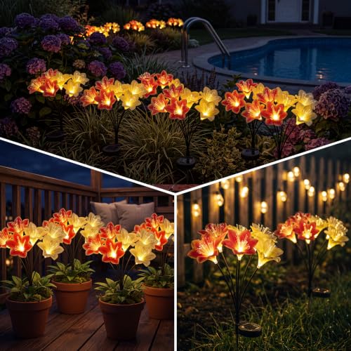 Rempry Solar Garden Lily Flower Lights 2 Pack, Multicolor — view 5