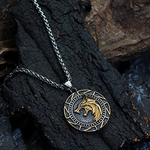 GuoShuang wolf necklace for men Gift Wolf Pedant necklace stainless Steel3
