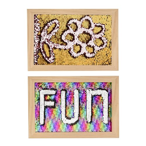 2-Pack Reversible Sequin Sensory Wall Panel for Kids 16 x 12 Interactive Tactile Sequin Fabric with Wood Frame Ideal for Sensory Play Calming & Therapeutic Use Christmas Gift