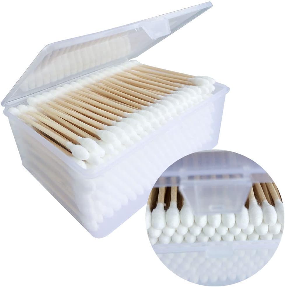 Keepeeda Wooden Stick Cotton Swabs/(200Ctx2) - Double Tipped Cotton Heads- Sturdy Handle - Multipurpose, Safe, Highly Absorbent