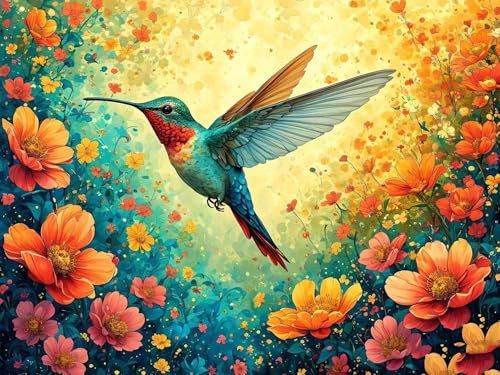 Peinture Diamant Adulte Fleurs et Oiseaux 100x70cm | Kit Complet Broderie Diamant R-7893