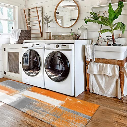 Orange Kitchen Rugs, Orange Abstract Art Kitchen Mats For Floor, Non-Slip Kitchen Mat Kitchen Organization, Anti-Fatigue Mat Home Decor Orange Rug, Orange Kitchen Decor Runner Rug, Orange Kitchen Rug #TOP5