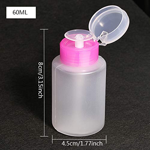 Gbstore 2 Pc 60Ml Push Down Empty Lockable Pump Dispenser Plastic Bottle For Nail Polish And Makeup Remover(Pink Top Cap) #TOP2