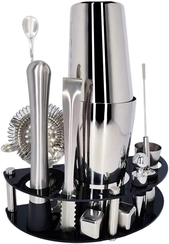 750mL Cocktail Shaker Set Barman Kit Stand, Professionnel en Acier Inoxydable Boisson Shaker Home Bar Outils