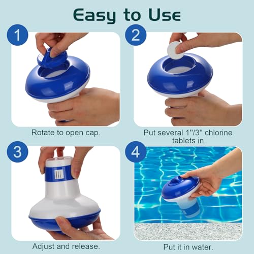 Housolution 5-inch Schwimmender Chlorspender, Große Kapazität Einstellbar Release Tablet Floater Dosierschwimmer Chlordosierer für Innen und Außenpool SPA, Blau & Weiß