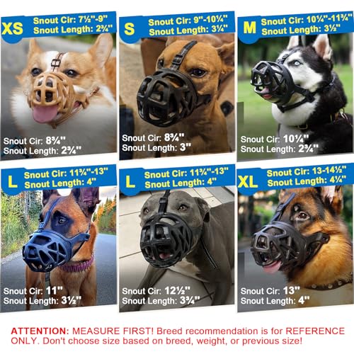 Image of Mayerzon Dog Muzzle, Breathable Basket Muzzles for Small, Medium, Large and X-Large Aggressive Dogs Beagle German Shepherd Doberman, Cage Mouth Guard Stop Biting Chewing for Grooming Training