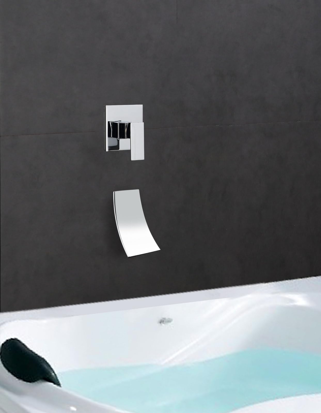 ASerZenith Black Full Copper Bathtub Embedded Wall Shower Concealed Shower Waterfall Washbasin Faucet Hidden Hot and Cold Set(E Single Waterfall)