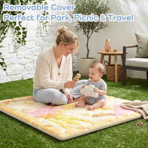 Image of 1.6 inch Thick Baby Play Mat, 50x50 Removable & Machine Washable Cover