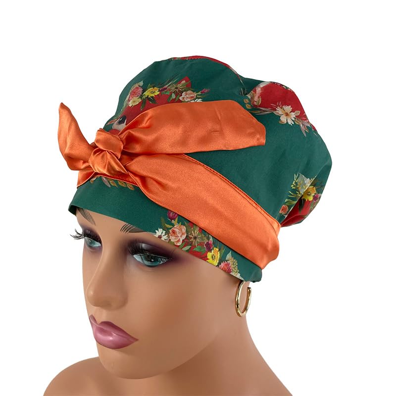 European Style Scrub Cap – Sateen Ribbon - Pretty Foxes - Scrub Hat for Women & Men tie Back | Working Cap with Holder. Scrub Hats for Women, Nurses Hats | Dr. Hats