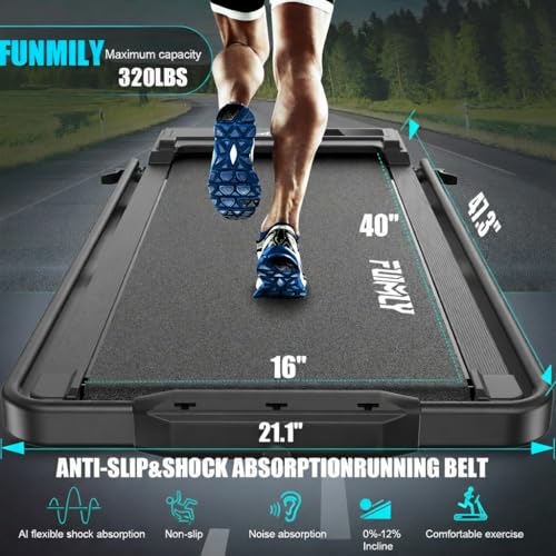 Image of Foldable Treadmill with Incline-Walking Pad with Handle Bar-Portable Walking Pad Treadmill 350+ lb Capacity-Under Desk Treadmills, 4 in 1 Running Machine LED Display /Dual Control