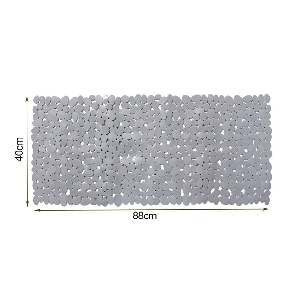 Morbuy Tapis de Bain Antidérapant pour Enfants Tapis de Douche avec Ventouse Lavable en Machine Tapis de Baignoire en PVC avec Trous Drainage (80x40cm,Blanc