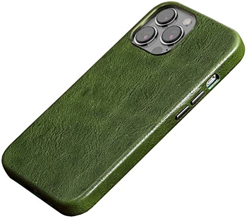 Coque antichoc iPhone 13 Pro Max cuir vert résistant aux rayures