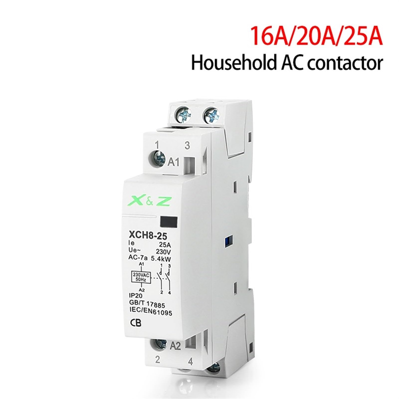 Modułowy stycznik domowy na szynie DIN 2P, 1 sztuka, 16A/20A/25A 220V/230V 50/60HZ 1NO 1NC 2NO 2NC (20A 2NO)