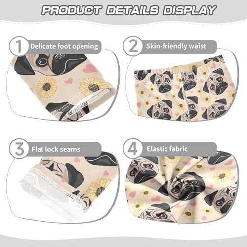 senya Girls Printed Leggings Yoga Pants Pug Faces Heart Flower Pattern for Kids in 4t to 10 Years, 4T3