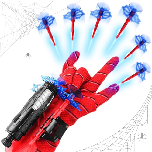 Launcher Gloves for Spider-Man,Hero Launcher Wrist Toy Set,Children's Plastic Cosplay Glove,Funny Children's Educational Toy (6Pcs Suction Cup Dart)