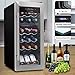 18 Bottle Wine Cooler Refrigerator - White/Red Wine Fridge Chiller Countertop Wine Cooler - Freestanding Compact Mini Wine Fridge 18 Bottles w/Digital Control, Glass Door - NutriChef PKCWCDS185