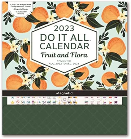 17-Month 2022-2023 Hanging Wall Calendar - Do It All Magnetic Calendar by Orange Circle Studio - Fruit and Flora
