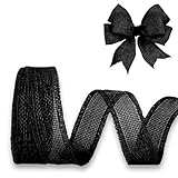 JaoZuyard Black Burlap Ribbon 1 inch X 10 Yard Natural Linen Woven Ribbon DIY Handmade Edging Production Wreath Holiday Decoration Gift Ribbons for Gift Wrapping Black Jute Linen Ribbons
