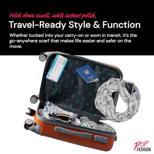 Infinity Scarf for Women - Lightweight Travel Scarf with Hidden Zipper Pocket - Arrow Pattern4