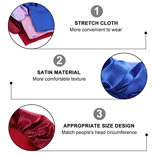 PIXNOR 6 Pcs Tampas de Sono BonÃ© de Cetim ChapÃ©u SalÃ£o Cap Perda de Cabelo ChapÃ©u Tampa da CabeÃ