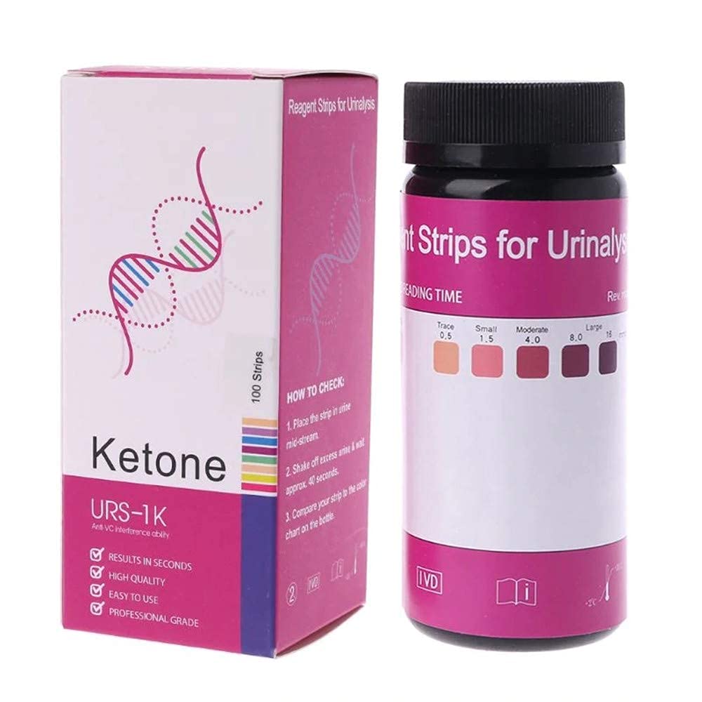 Ketone Test Strips, 100 Strips/Set Urinary Ketone Test Paper Anti-VC Test-Atkins Diet Weight Loss Home Ketosis Tests