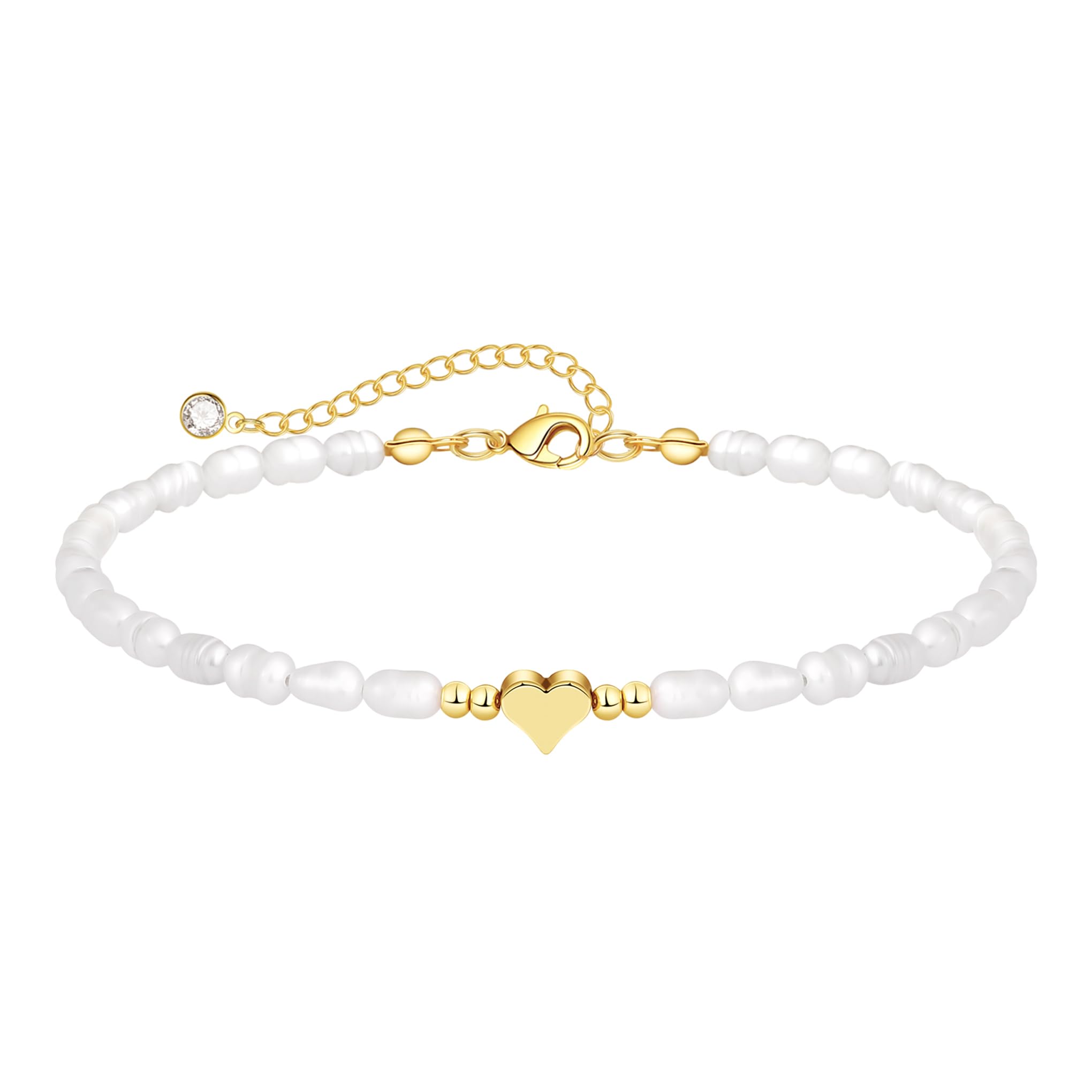 MIDEEO Gold/Sliver Bracelets for Women,14K Gold Plated Bracelets for Women Evil Eye Diamond Cuban Link Heart Pearl Bracelets Everyday Jewelry Gift