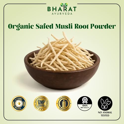 Image of Organic Safed Musli Root Powder 200 gm (Pack Of 1) - Pure and Natural Ayurvedic Herbal Supplement for Strength & Wellness | Boost Energy & Stamina| Chemical-Free & No Preservatives