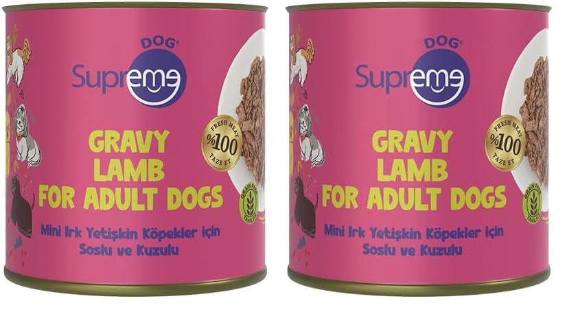 Supreme Dog Mini Irk Yetişkin Köpekler için Soslu ve Kuzulu Konserve Mama 200 gr (2 paketi)