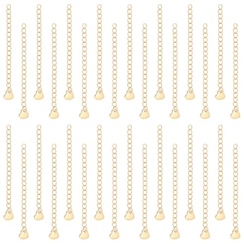 UNICRAFTALE 30pcs 60mm Stainless Steel Twist Chain with Golden Tail - Extension Chain for Jewelry Making