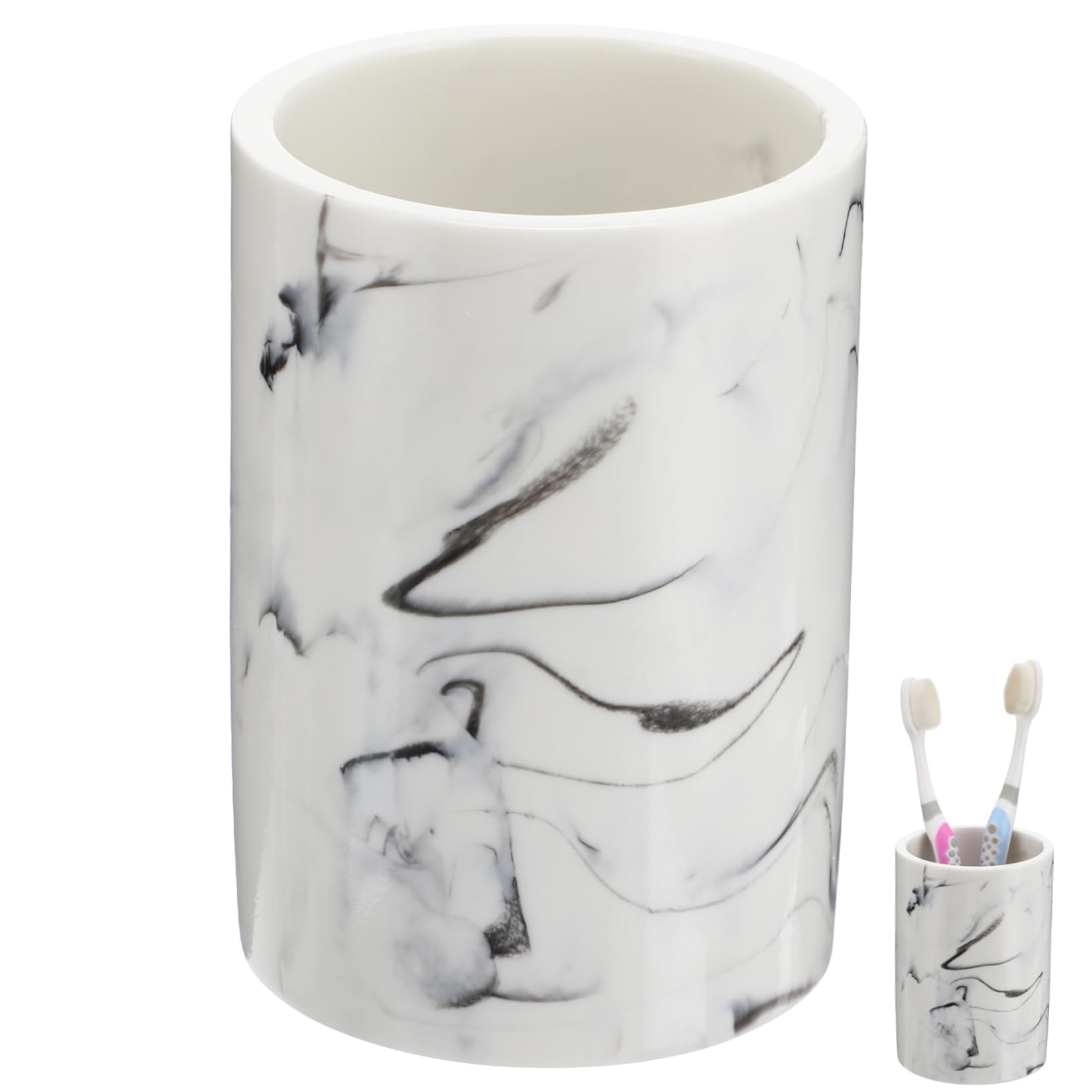 TINEASUR 1pc Marbling Gargle Cup Toothbrush Holder for Bathroom Compact Design Easy to Clean Unique Marble Appearance Household Vanity Essential