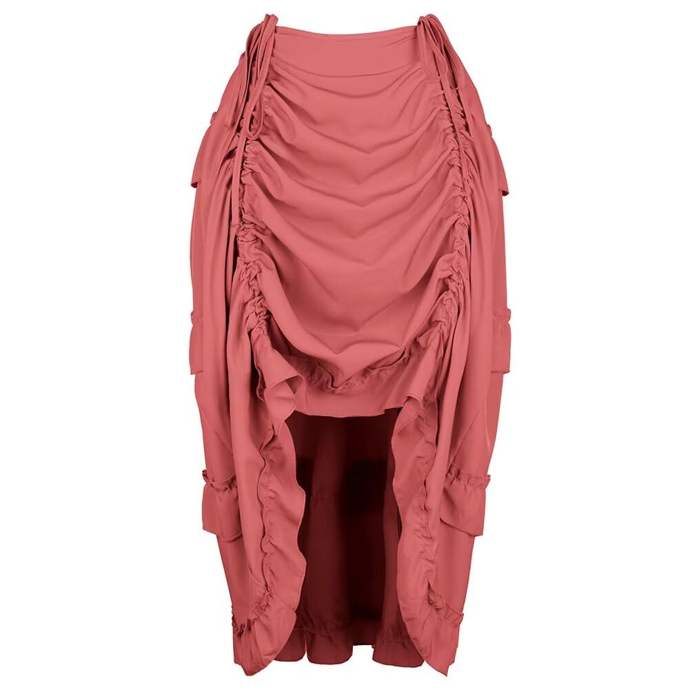 jutrisujo Skirt Women for Corset Victorian Steampunk Adjustable Ruffle Gothic Vintage Skirts Halloween Outfit Medieval Costume Red XS โ image 1
