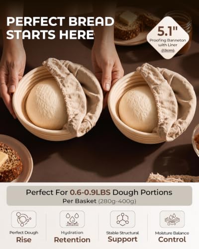 Image of Sourdough Bread Baking Kit with Double Loaf Cast Iron Bread Pan, White | Bakes two mini loaves at once with banneton proofing baskets included