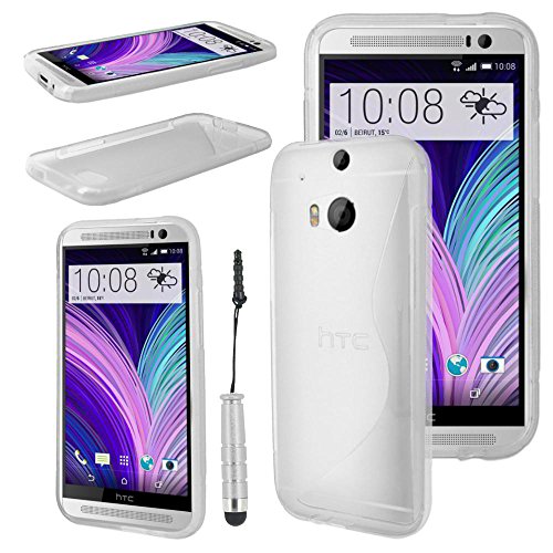 ebestStar - Coque Compatible avec HTC One M8 2014 Etui Housse Silicone Gel TPU Souple Motif S-Line + Mini Stylet, Transparent [Appareil: 146.4 x 70.6 x 9.4mm,...