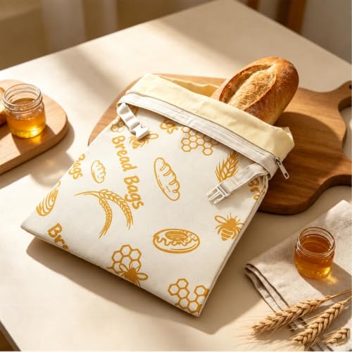 FLYGRRIV Bienenwachs Brotbeutel 2 Stück, Wiederverwendbar für Brot 43×33 cm – Ansicht 6