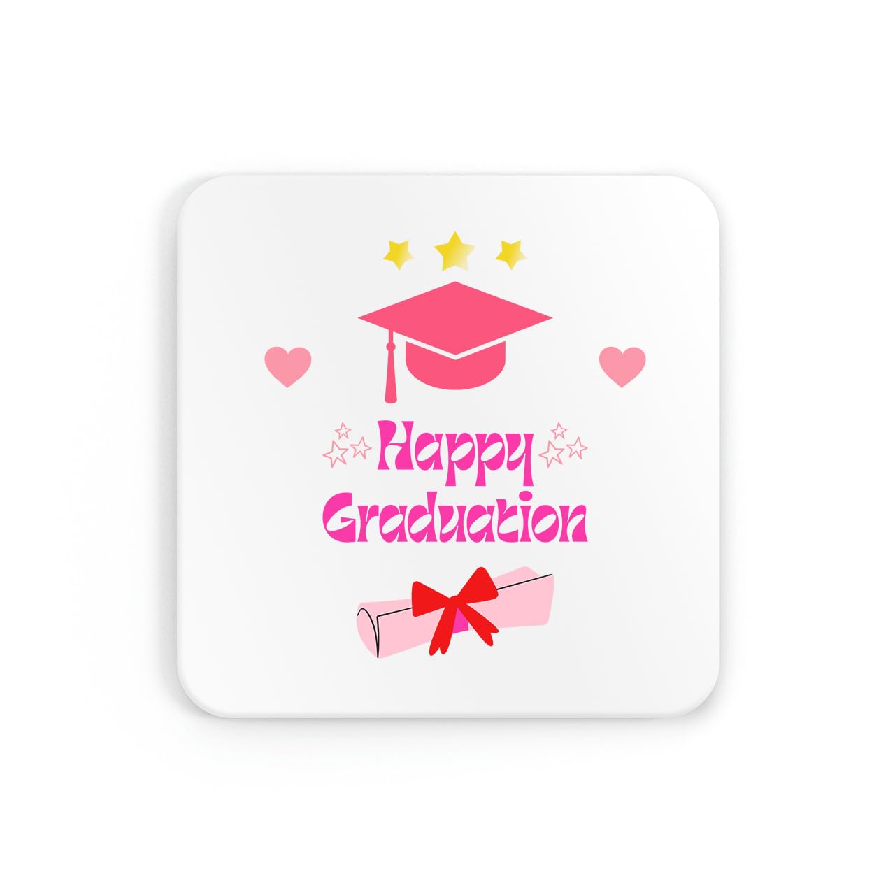 Happy graduation pink coaster