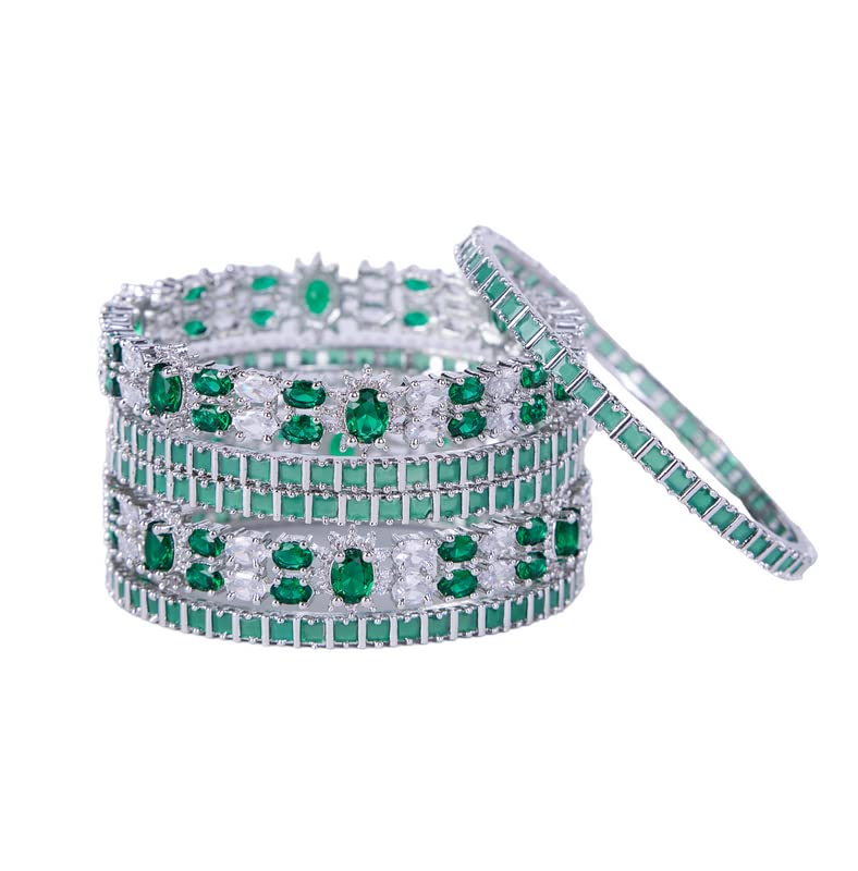 OPAL TOUCH Rhodium Plated Made of Brass Bangles For Women | Traditional Bangle For Women | Studded Design Bangles | Traditional Stylish Bangles Set for Girls and Women (Crystal Green-2.8) (B0C6R1DM8K) Amazon Price History, Amazon Price Tracker