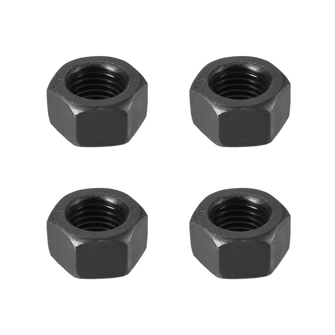uxcell Hex Nuts, M20x2.5mm Metric Coarse Thread Hexagon Nut, Carbon Steel, Pack of 4 (Black)