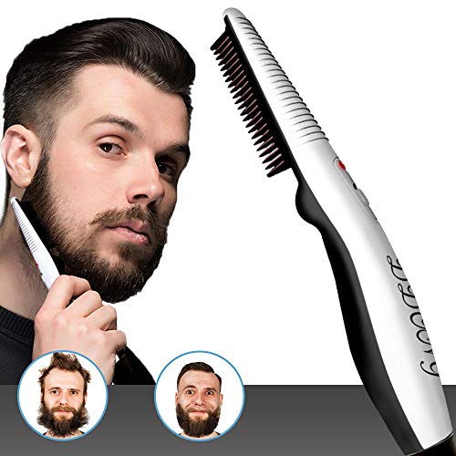 Beard Straightener Comb,Quick Electric Heated Beard Brush Beard Styler for Men, Travel Portable