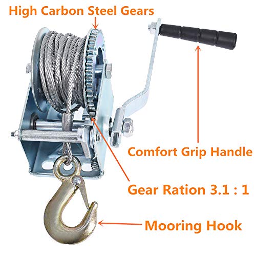 Findmall DOES NOT APPLY Heavy Duty Hand Winch 600Lbs Hand Crank Strap Gear thumb #2