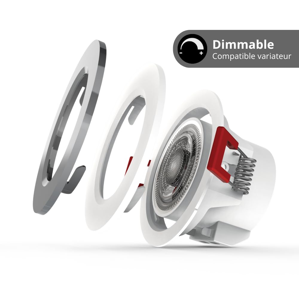 Xanlite PACK3SEL345D Confezione 3SEL345D Plafoniera luminosa da incasso, set di 3 faretti a LED integrati, dimmerabile, bianco caldo, confezione 3SEL345D, 5 W
