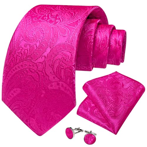 Image of DiBanGu Silk Men's Tie Set Jacquard Woven Ties and Pocket Square Fashion Necktie and Handkerchief Cufflinks Tie Accessories